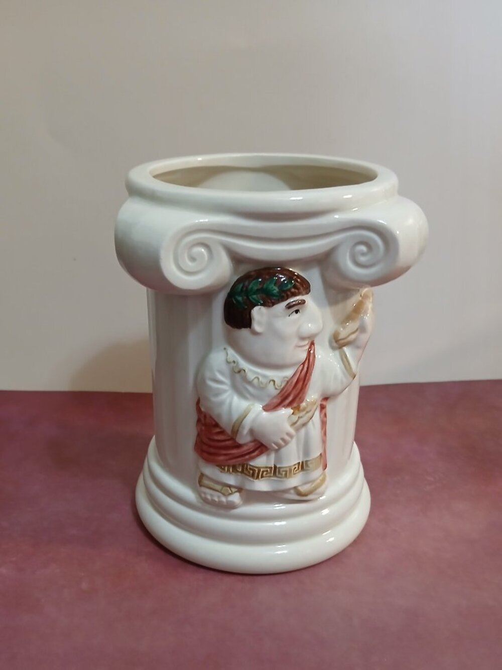 RARE-VTG Fitz & Floyd OCI Julius Caesar/Roman Kitschy Vase/Utensil Holder